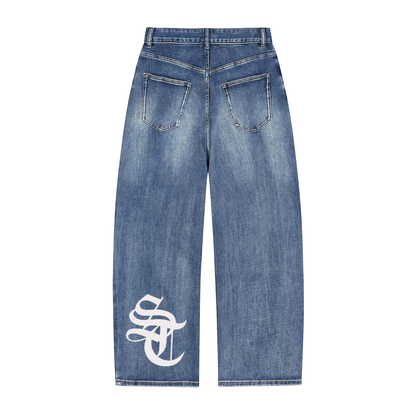 Sun Fade Heavyweight Dark Blue Denim Jeans