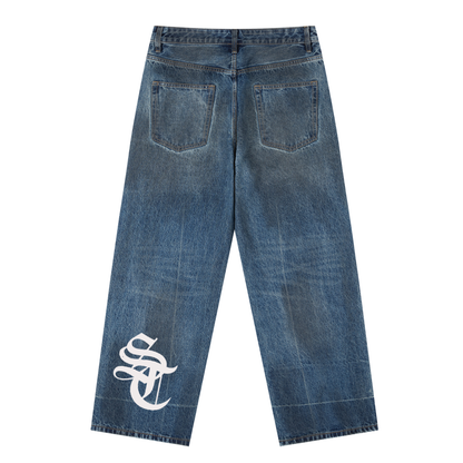 Vintage Dirty Wash Baggy Denim Jeans